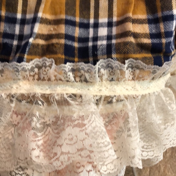 Navy and mustard yellow plaid toddler dress - Picture 3 of 3